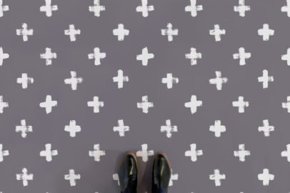 cross-plus-symbol-pattern-flooring-grey-feet-vinyl-flooring
