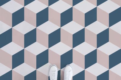cube-geometric-vinyl-flooring-pink-feet-vinyl-flooring