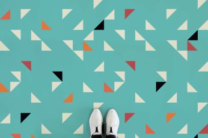 juke-box-I-triangle-pattern-flooring-blue-feet-vinyl-flooring