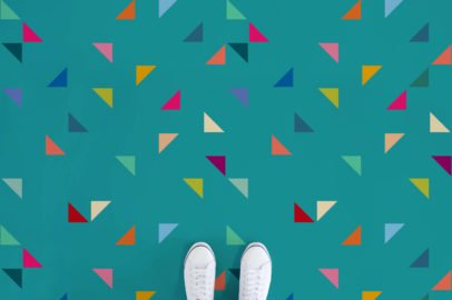 juke-box-III-triangle-pattern-flooring-blue-feet-vinyl-flooring