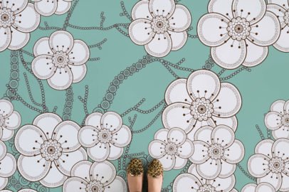 nanga-japanese-flower-pattern-flooring-green-feet-vinyl-flooring