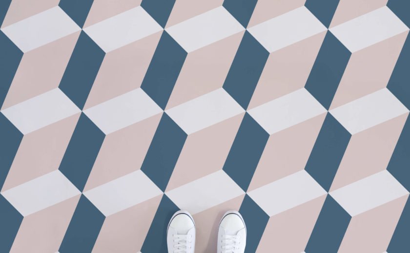 tilt-slanted-cube-flooring-pink-feet-vinyl-flooring