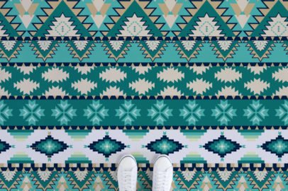 mayan-aztec-pattern-flooring-green-feet-vinyl