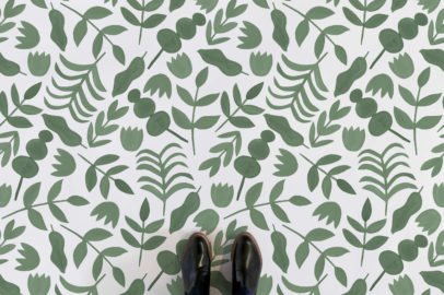 Greenhouse Painted Plant Vinyl Flooring