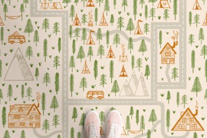 Camping forest vinyl flooring