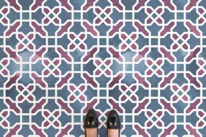 Blue and Purple Islamic Geometric Vinyl Flooring