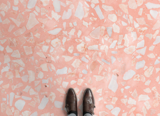 pink terrazzo vinyl flooring
