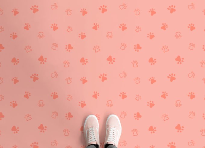 pink paw print vinyl flooring