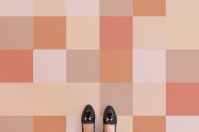 Terracotta Geometric Pattern Vinyl Flooring-Shoes