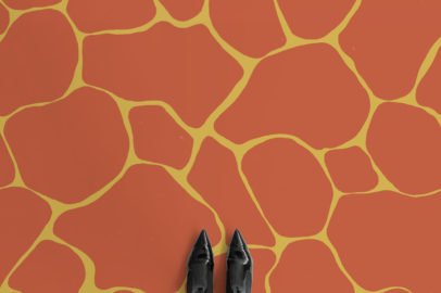 orange giraffe print vinyl flooring