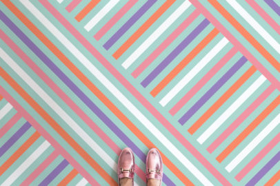Multi-coloured Layered Stripe Bright Vinyl Flooring