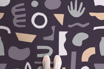 Purple shapes abstract pattern vinyl flooring
