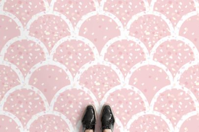 Pink Scalloped Terrazzo Vinyl Flooring