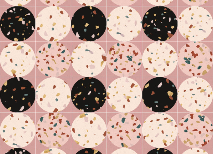 Pink Circles Terrazzo Effect Vinyl Flooring