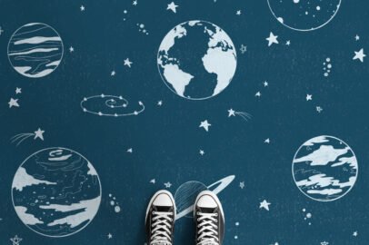 kids blue planets space vinyl flooring