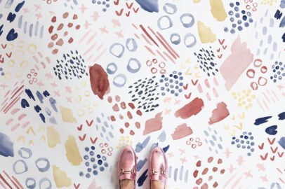 colourful paint doodles pattern vinyl flooring